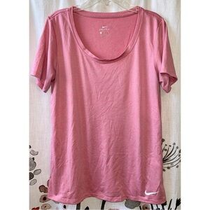 Nike Scoop Neck Dri-Fit Running Short Sleeve Top in Pink Size: M